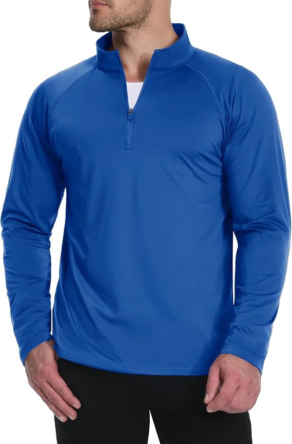 Boladeci Men's Quarter Zip Pullover Premium Fleece Lined Long Sleeve Golf Shirts Warm Hiking Shirts Lightweight Sweatshirts
