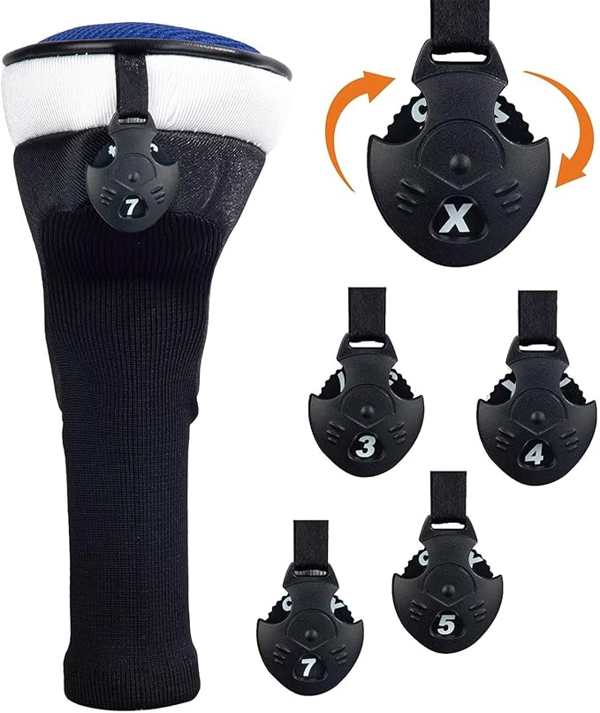 Golf Club Head Cover for Driver Fairway Hybrid 3 Pcs Woods Headcovers, Golf Accessories Head Covers Set with Interchangeable No. Tags 3 4 5 7 X Golf Accessories for Men Women
