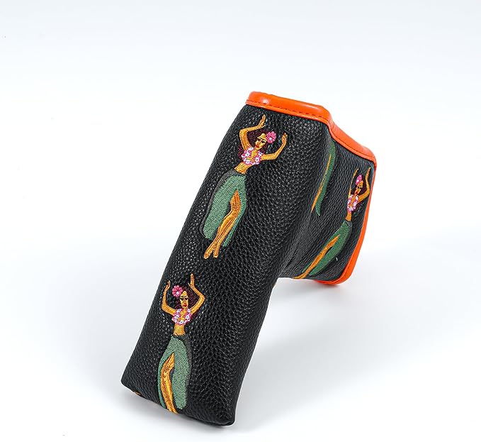 Golf Club Headcover, Premium Leather Embroidery Mallet Putter Cover Blade Head Covers, Stylish Golf Accessories, Great Golf Gifts for Men and Women Golfers