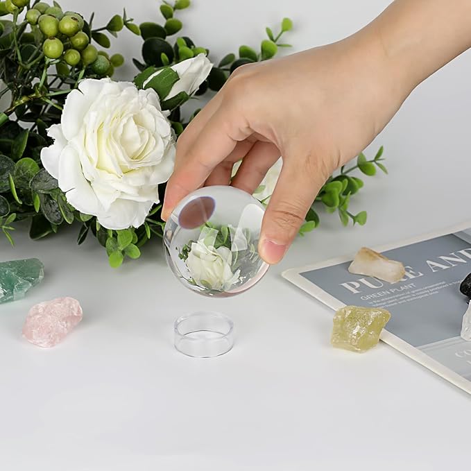 Hipiwe 15Pcs Sphere Holder Clear Crystal Glass Ball Stand Round Baseball Display Stand Plastic Ball Stand Holder Rings for Decorative Egg Golf Ball Tennis Softball Marbles (1.2”D, Medium)