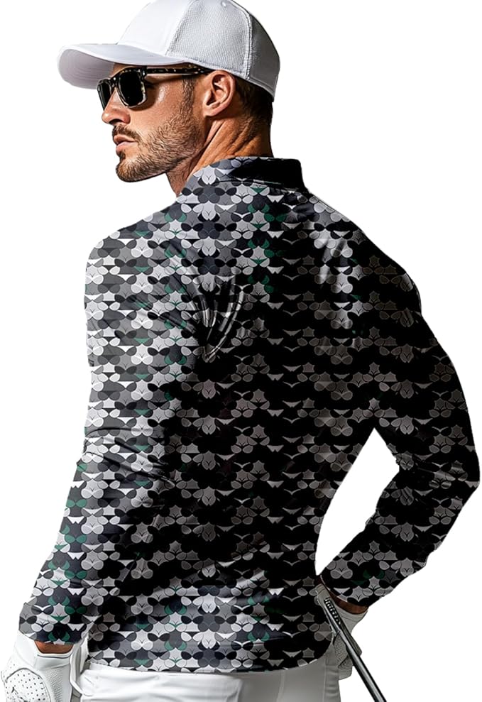 Men's Long Sleeve Golf Shirt Quick Dry 3 Button Work Fishing Outdoor Casual Collar Shirt