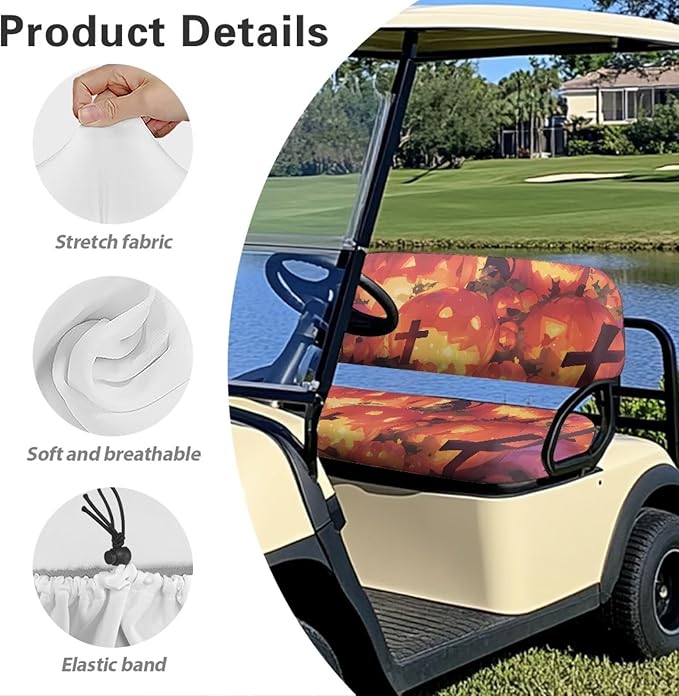 Golf Cart Seat Covers, Universal Fit & Nonskid Bottom Fits for Club Car 2 Person Seats Golf Carts