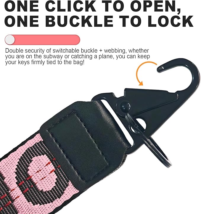 Fashionable Car keychain, Fabric Wrist Strap With Key Ring, Can Be Used To Hang Car key chain, Wallets, Jeans Decorations, Key Chain Accessories(Pink)