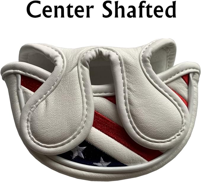 Stars & Stripes Patriotic Golf Half Mallet Putter Headcover, Center Shafted Mid Mallet Putter Head Cover Club Protective Case, Red White Blue Small Mallet Putter Headcover