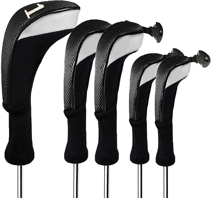 FINGER TEN Golf Club Head Covers Woods Driver Fairway Hybrid 3/4/5 Set, Headcovers Men 1 3 5 7 X Interchangeable Number Tag, Fit All Wood Clubs