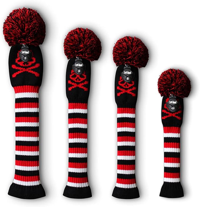 Scott Edward Knit Wood Golf Club Head Covers 4 Pieces Knitted Item Fit Over Well Driver Wood(460cc) Fairway Wood and Hybrid(UT)