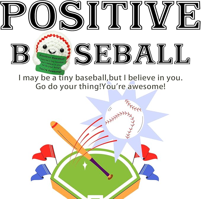 Funny Crochet Mini Baseball Gift for Baseball Lovers,Birthday Gifts for Men Women Baseballs Players Emotional Support Crochet