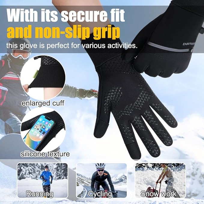 Winter Gloves for Men and Women Waterproof Gloves Thermal Sport Glove for Running Cycling Driving Hiking,Warm Touchscreen Glove for Work Outdoor