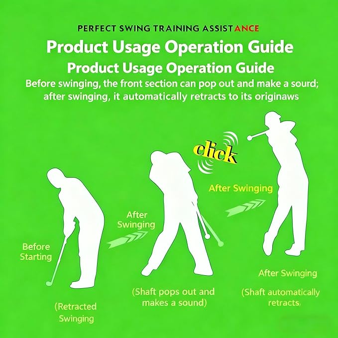 Retractable Golf Swing Training Aid,Right-Handed Golf Swing Trainer, Golf Grip Trainer with Click Feedback, Ergonomic Grip Golf Stick for Practice Correction Indoor Outdoor Hitting Red