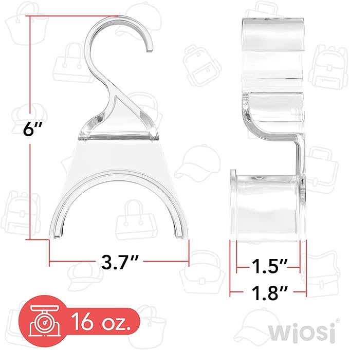 Wiosi Premium Clear Purse Hanger Closet Set of 12 - Durable Acrylic Organizers and Storage Bag Hanger for Luxury Closet - Purse Hanger Holder for Handbags Premium Backpack Purse Hooks