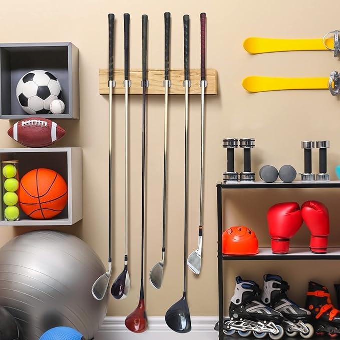 Deekin 30 Pcs Golf Club Hanger Holder Golf Club Wall Mount Rack Storage Organizer for Garage Hanger with 60 Pcs Screws for Wall Display, Grip up Type