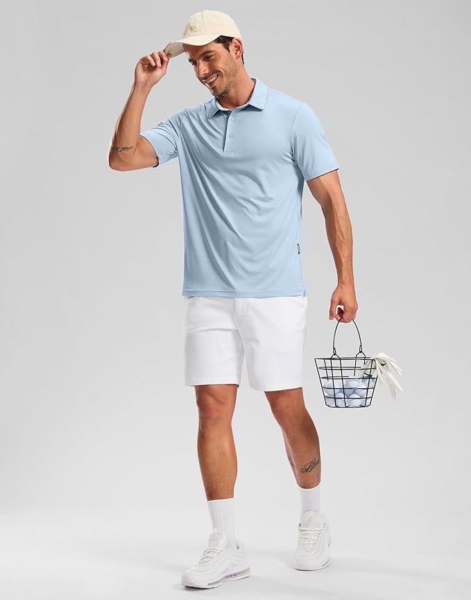 Golf Shirts Heather Polo Short Sleeve Dry Fit Lightweight Moisture Wicking Collared Shirts Casual Athletic Business