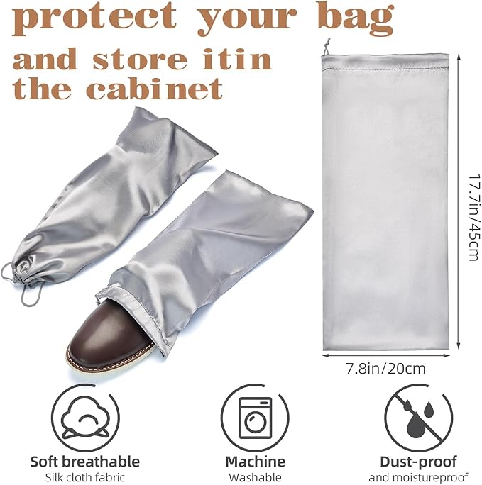Shoe Dust Bags - 8 Pack Shoe Bags for Travel Satin Fabric with Drawstring Closure,Washable Breathable Cotton Fabric Cloth,for Travel Protecting andStoring Shoes (Grey)