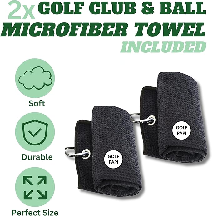 Golf Club Cleaner Brush Kit – Golf Club Cleaning Accessories Include Spray Bottles, Towels, Brush Covers & Retractable Clips – Must-Have Golf Gifts for Clean Shots (1 & 2 Pack)