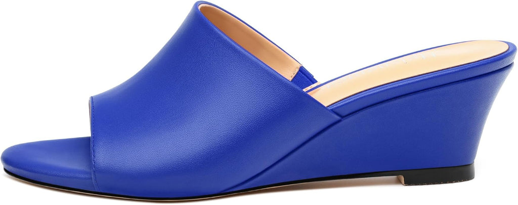 Wedge Sandals for Women Open Toe Wedge Heels Womens Matte High Heel Sandal Round Toe Heeled Wedge Sandals Slip on Casual shoes 2 inch
