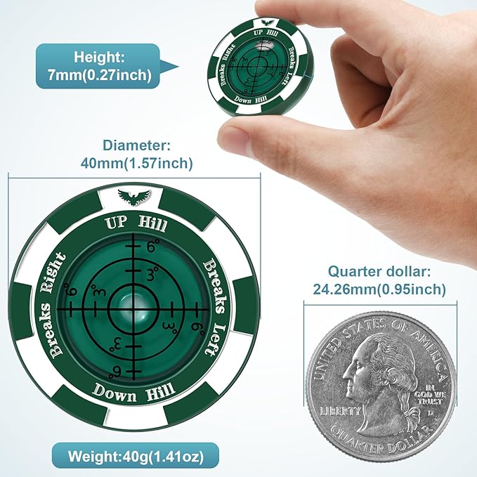 SlopeVision Pro Golf Green Reader with Hat Clip, Horizontal Bubble Level & Golf Ball Marker – High Precision Green Reading Aid, Ideal Golf Gift for Men & Women