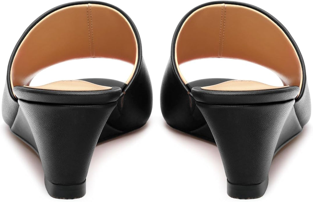 Wedge Sandals for Women Open Toe Wedge Heels Womens Matte High Heel Sandal Round Toe Heeled Wedge Sandals Slip on Casual shoes 2 inch