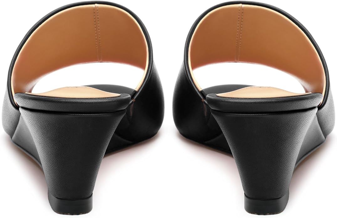Wedge Sandals for Women Open Toe Wedge Heels Womens Matte High Heel Sandal Round Toe Heeled Wedge Sandals Slip on Casual shoes 2 inch