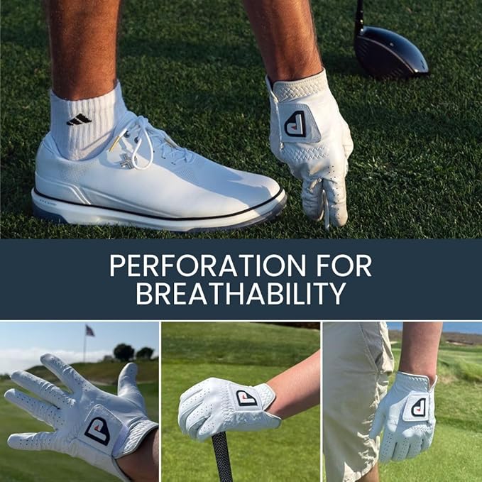 PUR3 Cabretta Leather Golf Gloves Men | Multi-Pack | Real Genuine Ultra Soft Leather Golf Glove | with Ball Marker