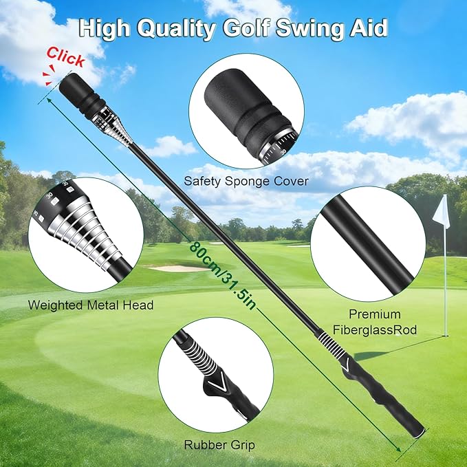Adjustable Golf Swing Trainer – Right-Handed Golf Grip Trainer & Training Aid for Increasing Swing Speed, Distance & Strength