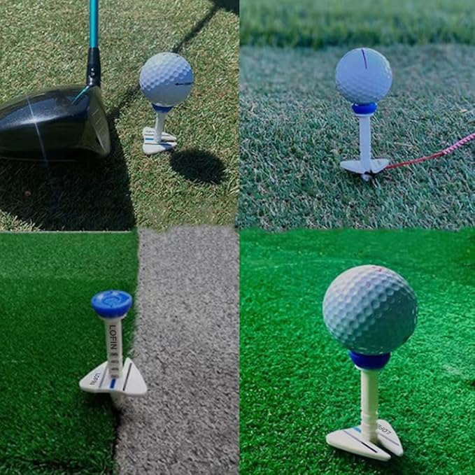 LOFIN Adjustable Height Golf Tees (4-Pack, 35–55mm) – Reusable Plastic Golf Training Tees for Consistent Distance, Durable Practice Tees for Drivers & Woods