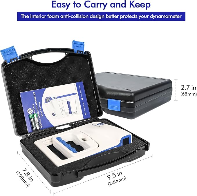 Grip Strength Tester 265lb/120kg, Digital Hand Dynamometer FDA Registered with Backlit LCD for Grip Strength Testing and Training