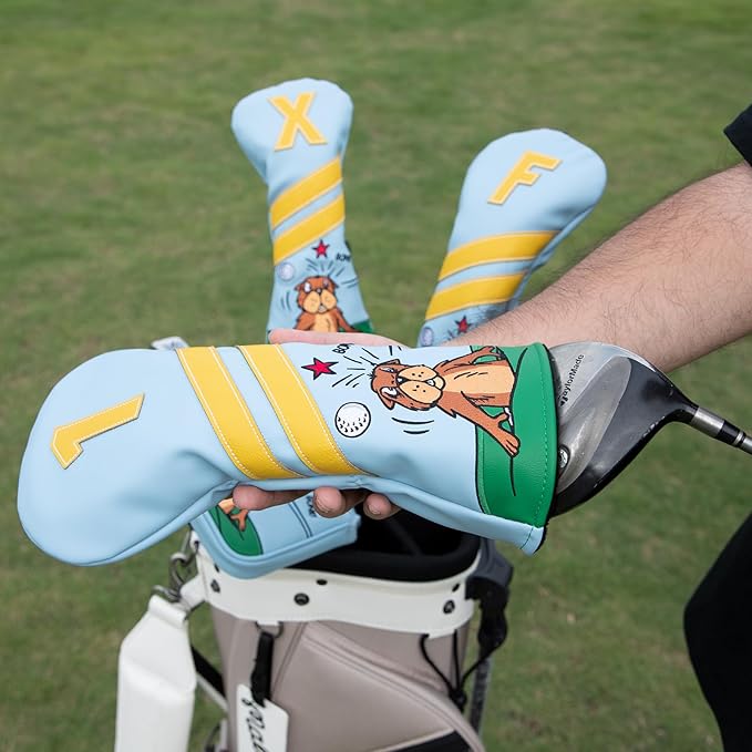 Golf Club Headcover for Driver Covers, Fairway Wood Covers, Hybrid Covers Gopher Style Premium Leather 3 Wood Headcover Set with Interchangeable No. Tags Golf Club Covers