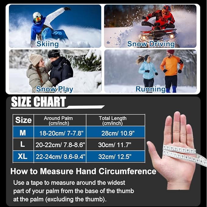Winter Gloves for Men Women -30℉ Cold Weather Gloves Warm Waterproof Gloves Skiing Snow Glove for Outdoor Work,Windproof Thermal Gloves For for Running Driving Hiking