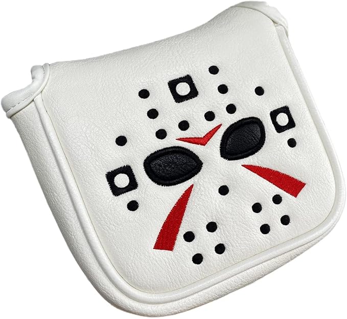 Golf Putter Cover White Mallet Putter Headcover Magnetic Hockey Golf Club Cover Headcover for All Brand 5.51" Width, 5.11" Width