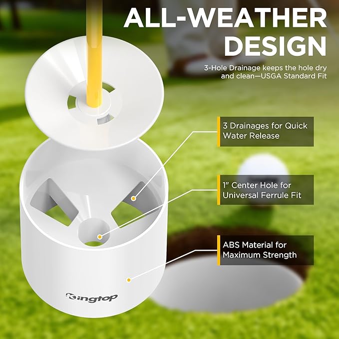KINGTOP Golf Flagstick Mini, Putting Green Flag for Yard, All 3 Feet, Double-Sided Numbered Golf Flags, Golf Pin Flag Hole Cup Set, Portable 2-Section Design, Gifts Idea