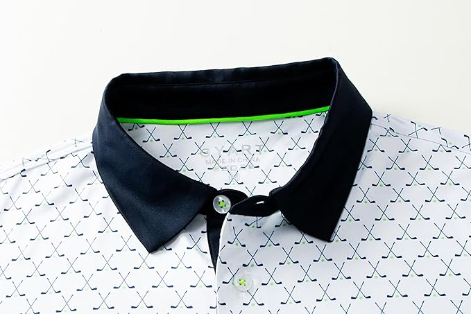 Mens Golf Shirts Quick Dry Moisture Wicking Casual Short Sleeve Performance Athletic Print Collared Stylish Men Polo Shirt