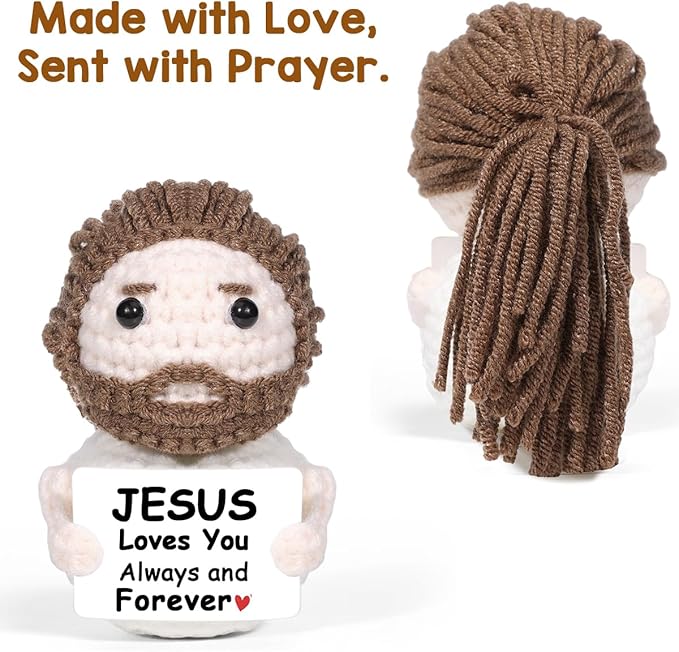 AICase Little Jesus Loves You Figures Christian Gifts, Faith Based Emotional Support Crochet Inspirational Religious Spiritual Baptism First Communion Decor Christmas Graduation Women Birthday