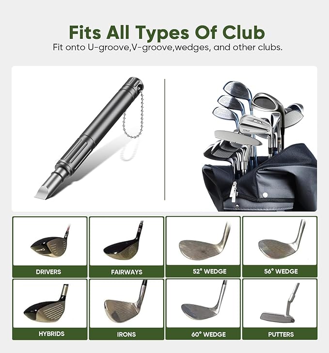 Pro Golf Club Grooves Sharpener Cleaner Tool for Wedges&Irons, Essential Golf Accessories Golf Gifts for Men Cool Golf Gear Unique Golf Bag Accessories Golf Gadget