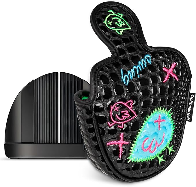 Craftsman Golf DF3 Putter Cover Golf Headcover Center Shaft Birdie Design OZ1 Headcover Mallet Putter Cover with Magnetic Closure for Driver Mid Mallet Putter Heel Shafted