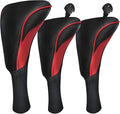 Golf Club Head Covers for Fairway Woods Driver Hybrids 3 Pieces Long Neck Mesh Sports Fan Golf Club Headcovers Set with Interchangeable No. Tags 3 4 5 6 7 X Golf Accessories for Men Women