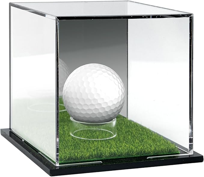 Golf Ball Display Case Small Golf Ball Case Acrylic Case Clear Display Box Square Display Holder Stand for Baseball Golf Ball Enthusiasts Collectibles, 3.9 x 3.5 x 3.9 Inch