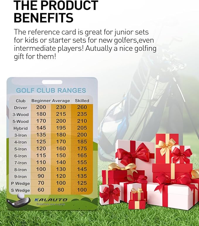 Golf Club Distance and Rules Card: Golf Club Bag Accessories - Golf Yardage Card for Men and Women Golf Club Range Chart Card Personalized Design Beginners Essentials Tool