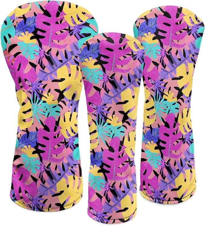 Golf Club Head Covers for Club Protective, Waterproof PU Leather Driver Fairway Wood Hybrid Head Cover