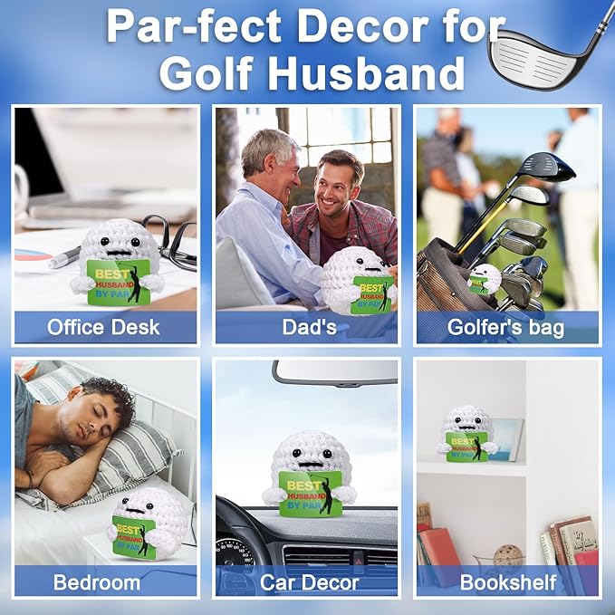 AICase Golf Gifts for Husband, Crochet Golf Ball Gag Gift Ideas Cool Stuff for Men Golfers Unique Birthday Valentine’s Day Anniversary Funny Fathers Gifts for Husband Him Christmas from Wife