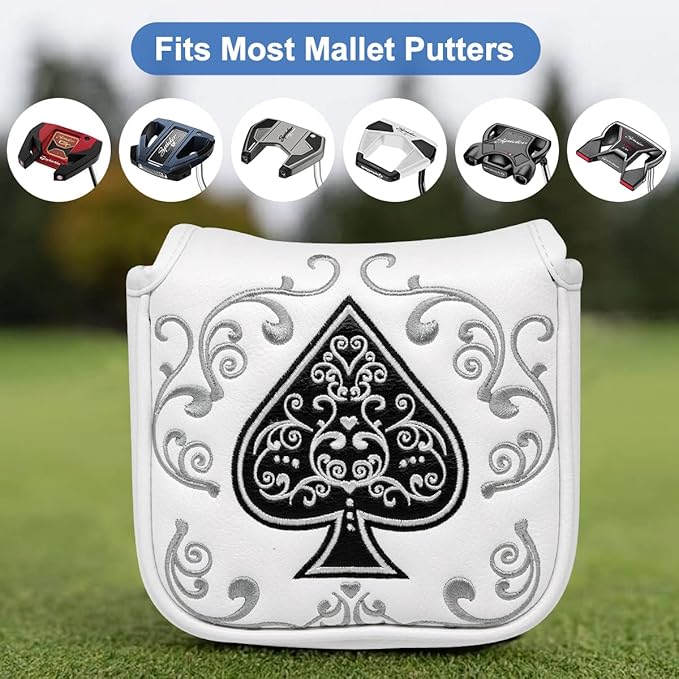 Golf Mallet Putter Cover, Golf Club Cover with Strong Magnetic Closure, PU Leather Waterproof Golf Putter Cover Golf Accessories