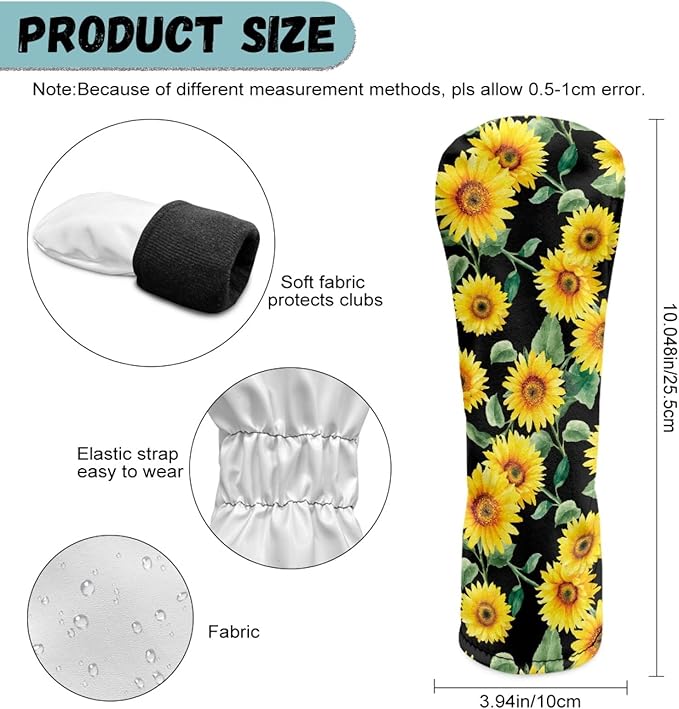 Golf Club Head Covers for Club Protective, Waterproof PU Leather Driver Fairway Wood Hybrid Head Cover
