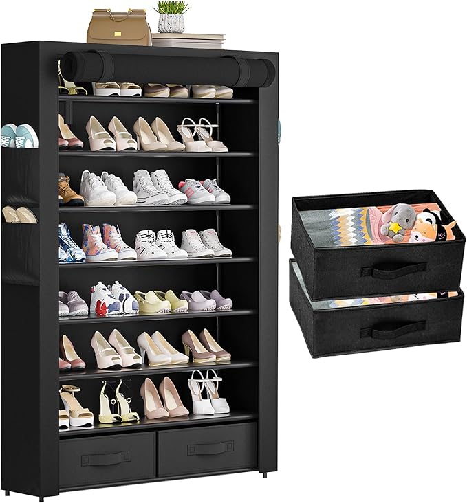 OYREL Tall Shoe Rack Dustproof Cabinet Large Capacity 8 Tier Shoe Organizer,32-40 Pairs of Shoes