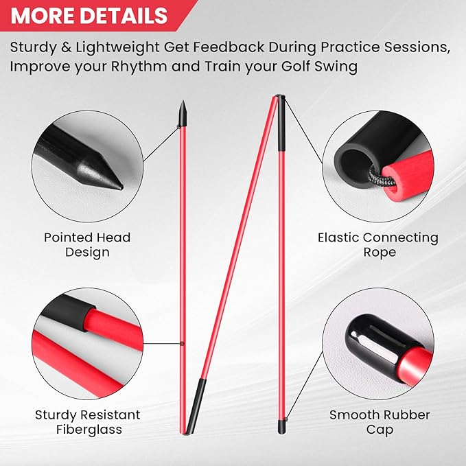FINGER TEN Golf Alignment Sticks Rods Swing Trainer Tools 48 Inch 2 Or 3 Pack, Fits in Golf Bag Tour Stickers Practice Training Aid