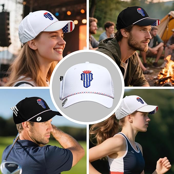 NJF Golf™ Hat Men - Breathable Mens Golf Hats, Adjustable Rope Snapback Cap, Convenient Cap with Tee Holder