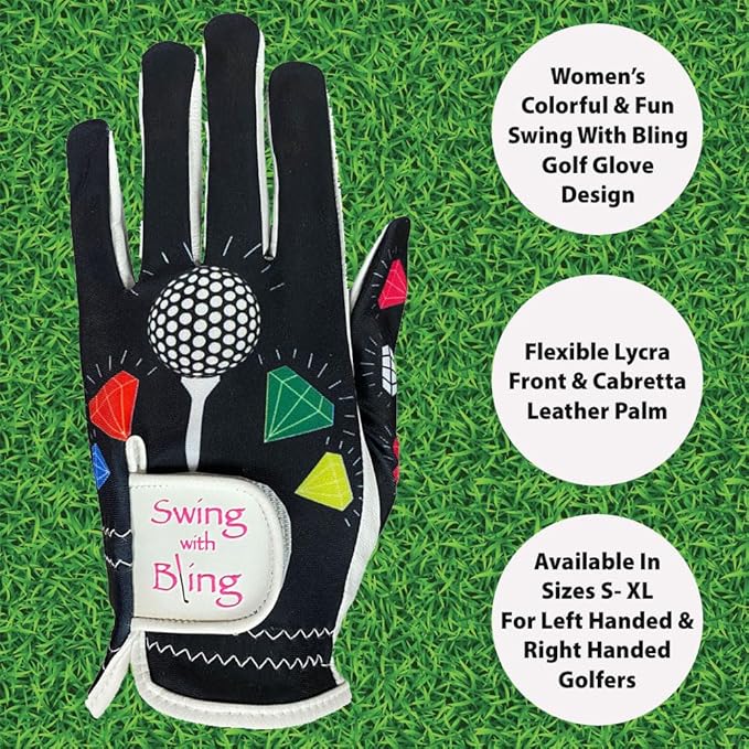 Giggle Golf Women's Golf Glove - Adjustable Strap, Left Hand Gloves for Women