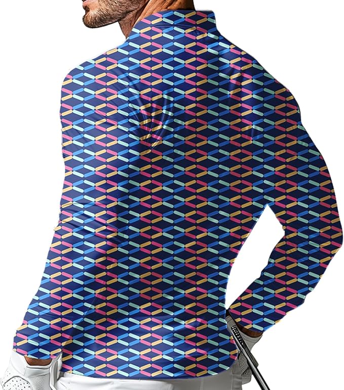 Men's Long Sleeve Golf Shirt Quick Dry 3 Button Work Fishing Outdoor Casual Collar Shirt