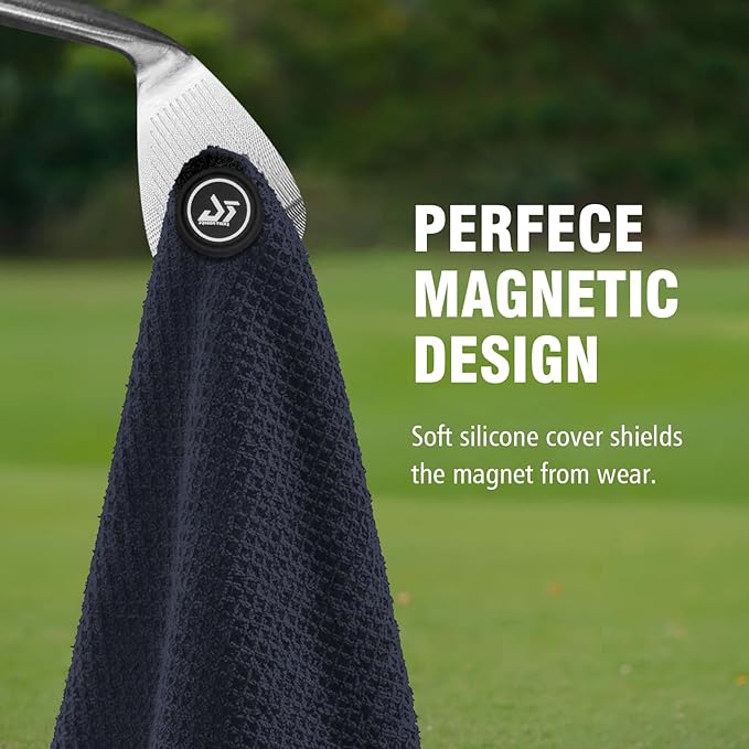 Dragon tiger Magnetic Golf Towel – 23.6"x15.7" Microfiber Waffle Weave with Magnet & Carabiner, Ultra Absorbent for Clubs, Bags & Carts, (Dark Blue)