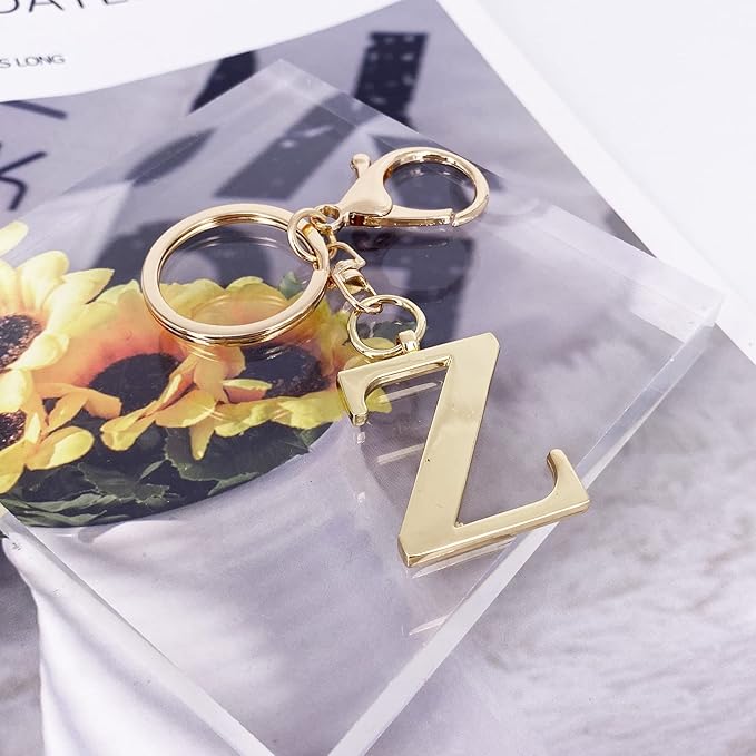 LAXPICOL Gold Letter A-Z Keychain for Women Bag Charms Purse Charms For Handbags Metal Alphabet Initial Letter Keychain