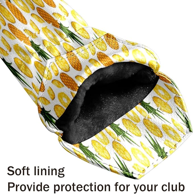 Golf Club Head Cover Waterproof Leather for Driver & Fairway Wood, Driver Headcovers, Golf Accessories for Men Women, Anti-Scratch, Golf Gift for Golfers, 1/3/5 Wood Cover Yellow Sunflowers Bee