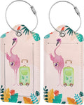 Flamingo 2 Pcs Luggage Tags, Privacy Cover Id Label with Stainless Steel Loop and Address Card for Suitcases & Travel Bags